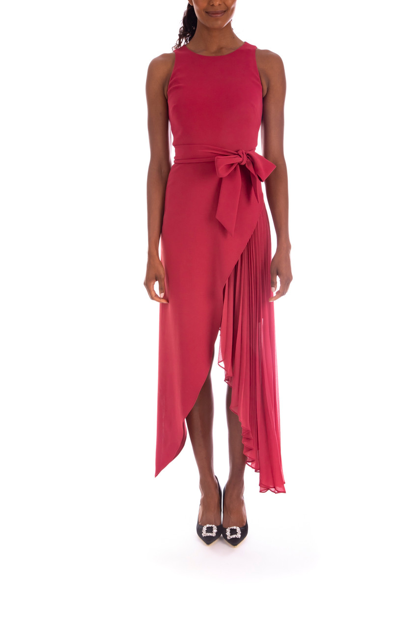 Asymmetrical Wrap Dress with Georgette Underlay by Badgley Mischka